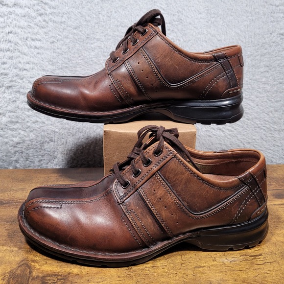 Clarks Men Brown Leather Lace Up Oxford Dress Shoes Size 9.5M 70852 - Picture 2 of 9